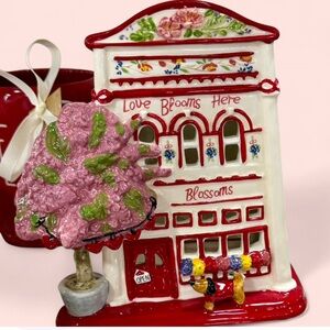 NEW BLUE SKY “LOVE BLOOMS HERE BLOSSOMS” Ceramic VALENTINE DACHSHUND House Decor